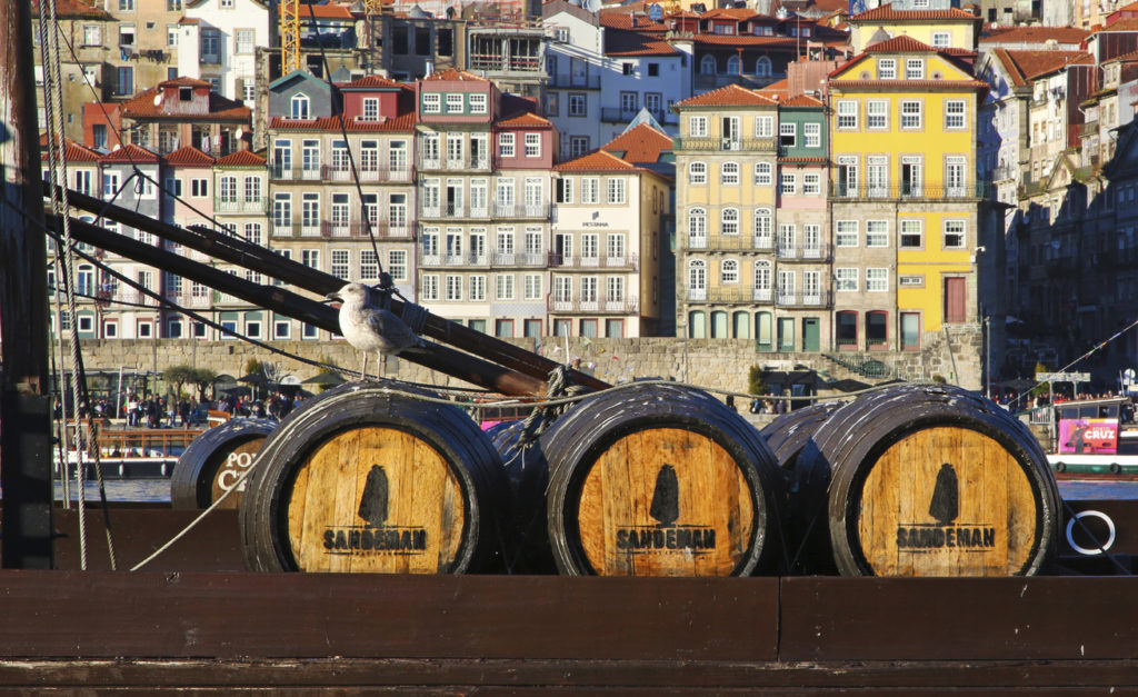 Barrels of Sandeman port wine