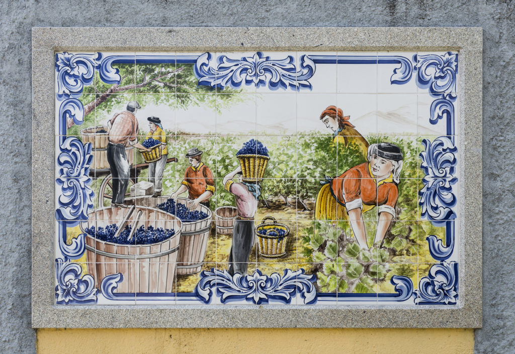Ceramic tiles depiciting the grapes vintage in the Douro Valley, where the world’s famous Port Wine is produced