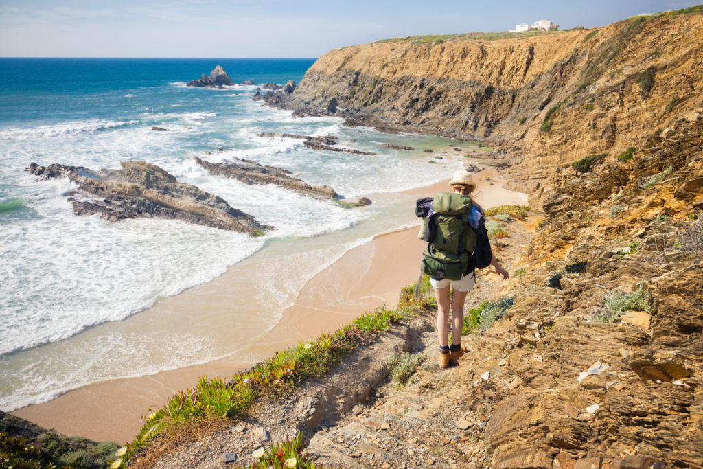 Hiking trail along coast portugal