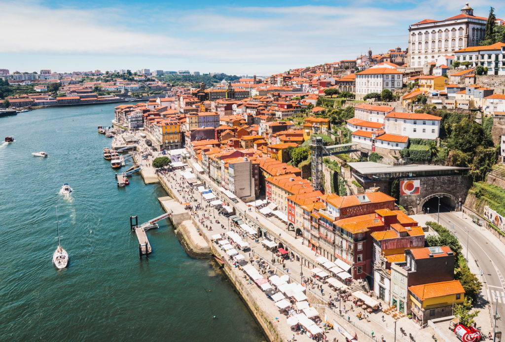 Panoramic view of old town of Porto and the Douro River