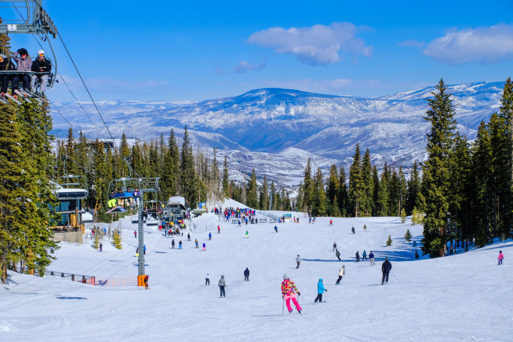 Aspen Snowmass ski resort on clear winter day