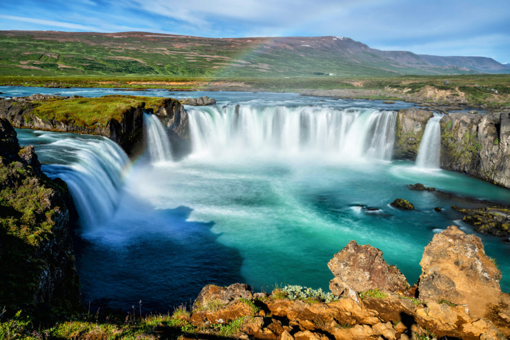 The Godafoss is a famous waterfall in Iceland