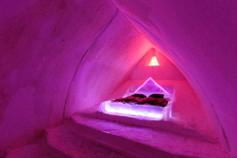 Bed in the Arctic Snow Hotel, Finland