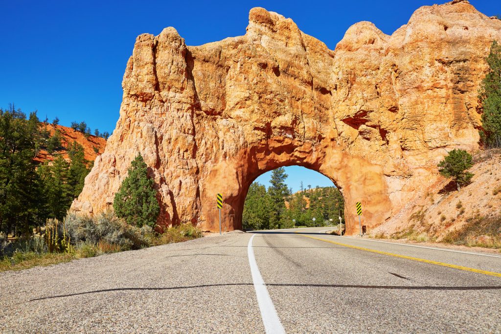 Red Arch road tunnel near Bryce Canyon National Park