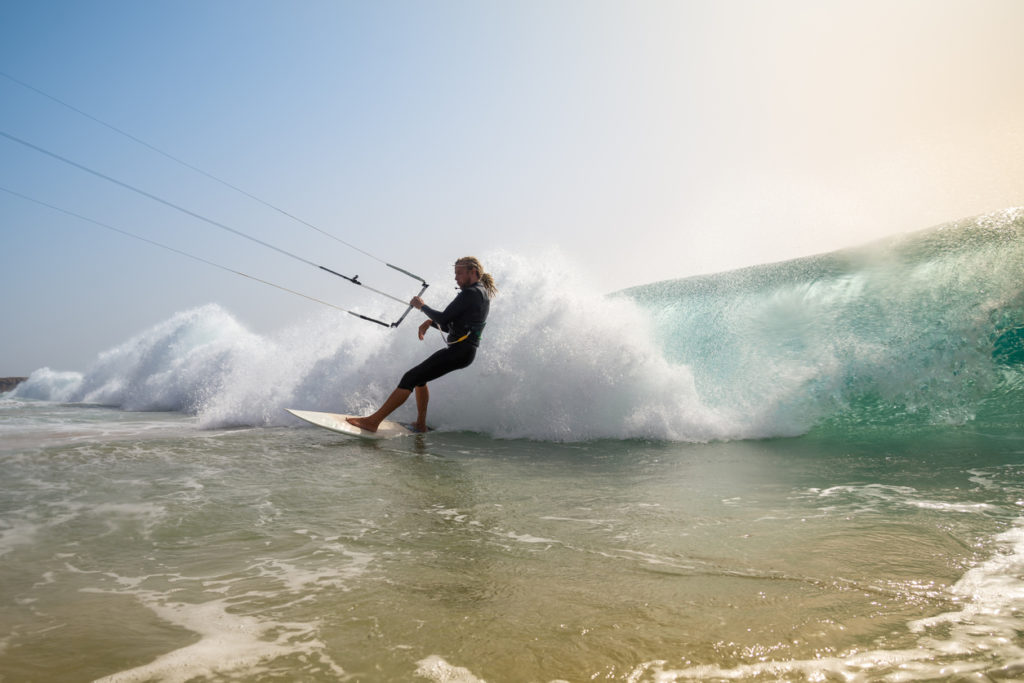 Kite Surfer enjoying the waves of Fuerteventura