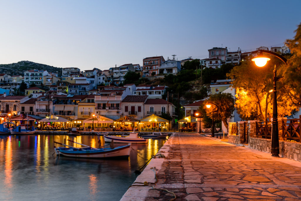 Night view of Pythagorio village