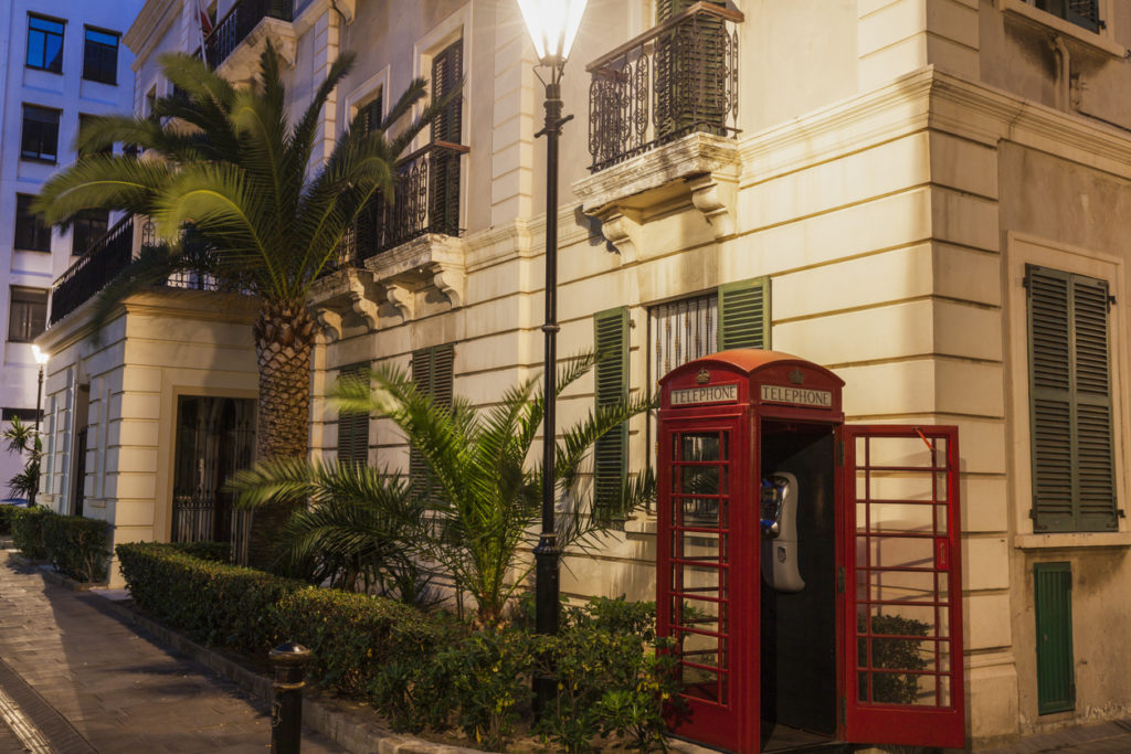 Gibraltar City Hall and red phone booth