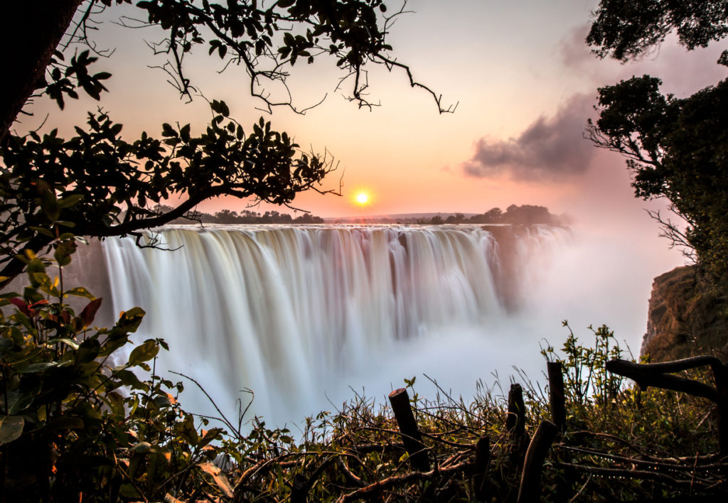 Sunrise at Victoria Falls in Zambia