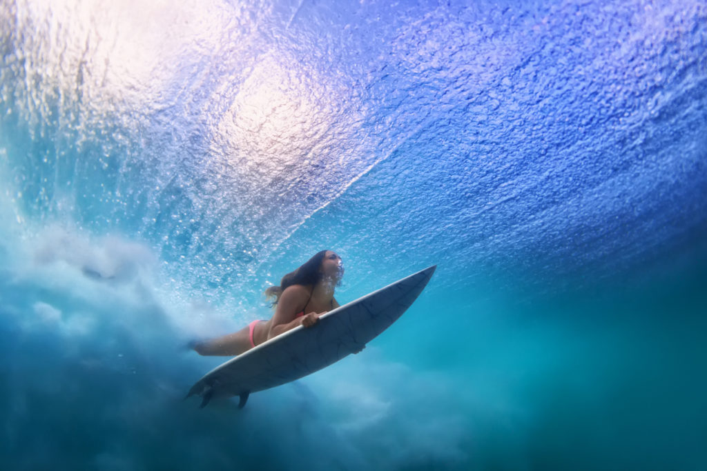 Duck Diving a Barrel on the North Shore