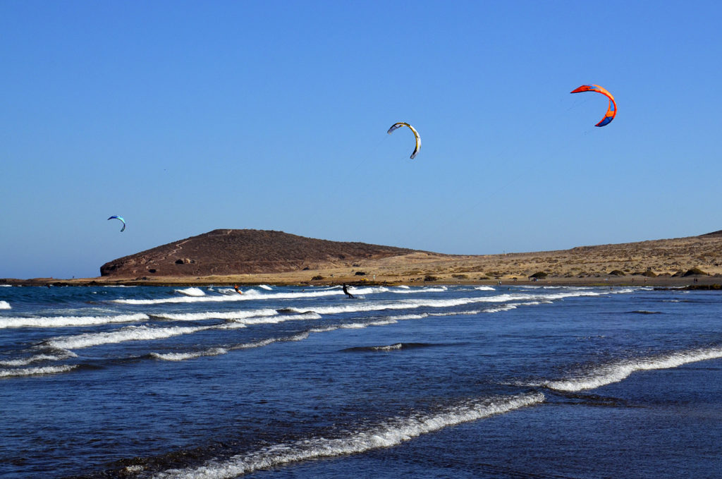 El Medano kitesurfing beach in south coast of Tenerife