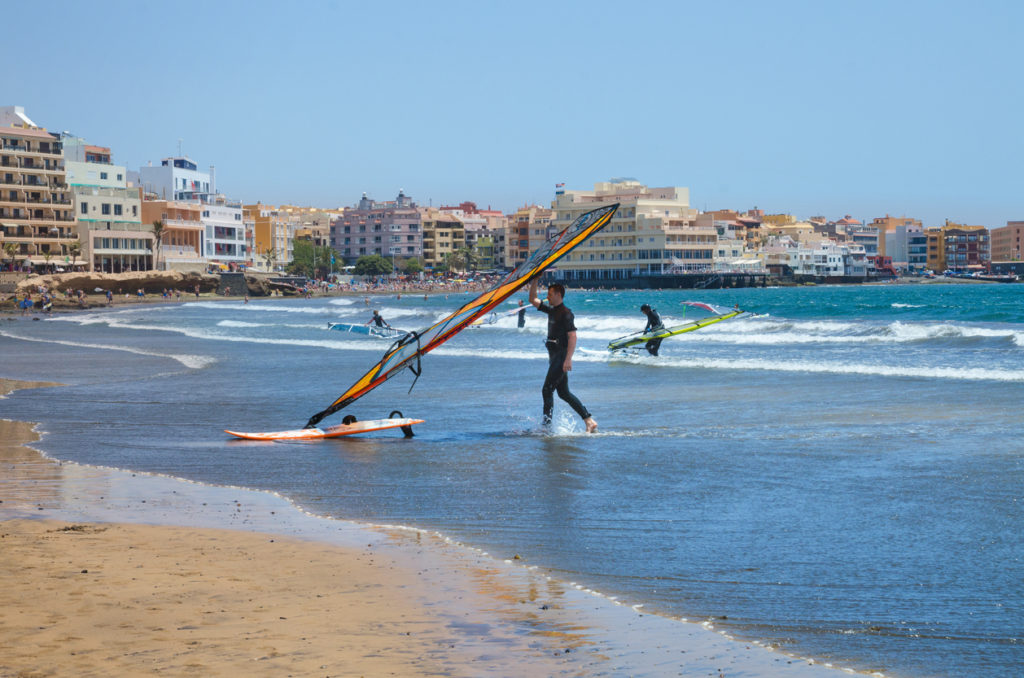 Windsurfing at El Medano beach, Tenerife