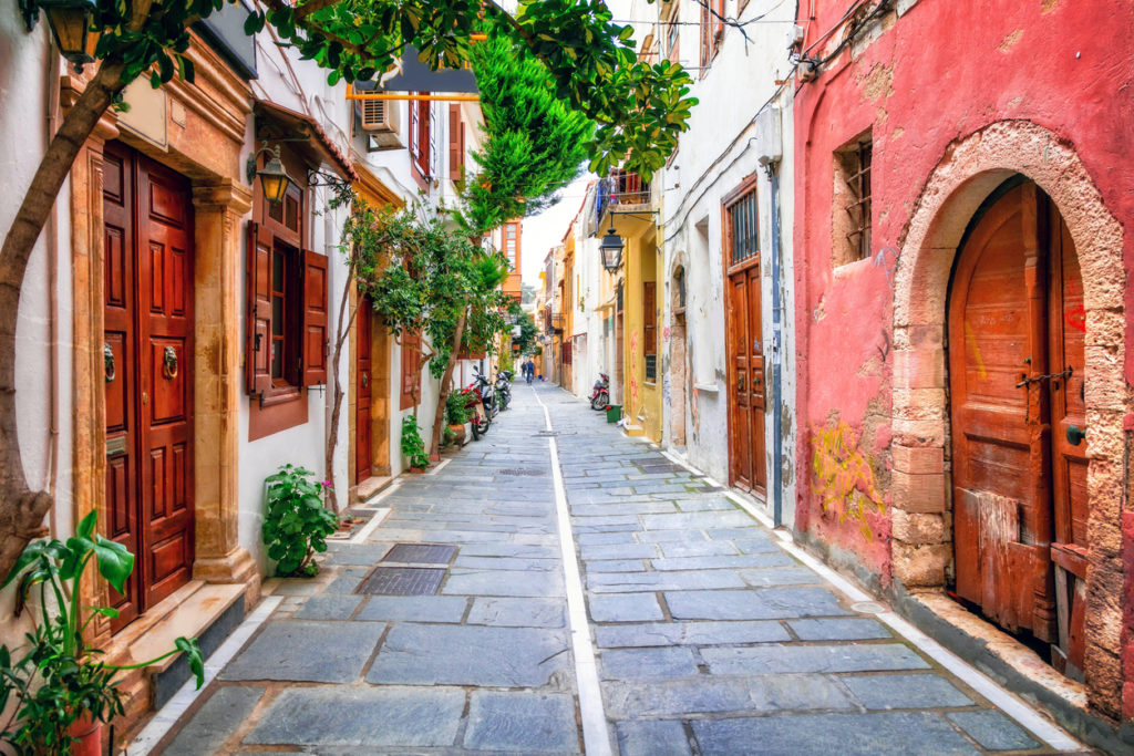 Charming streets of old town in Rethymno