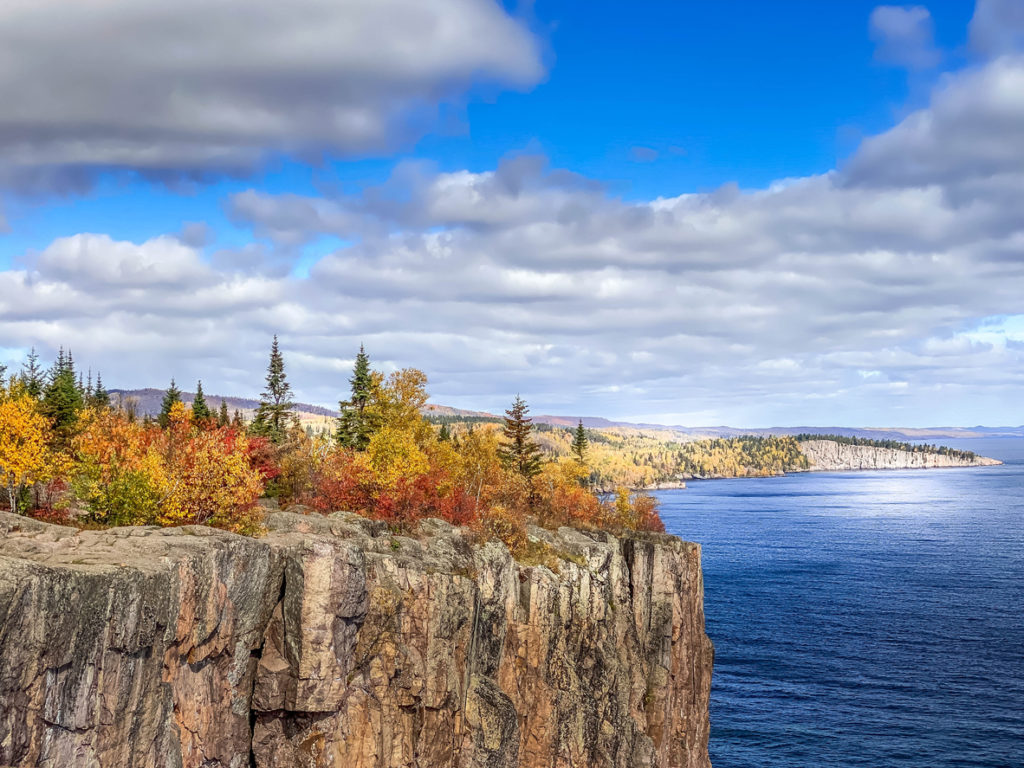 Clouds and Blue Sky over Palisade Head in Northern Minnesota in Fall