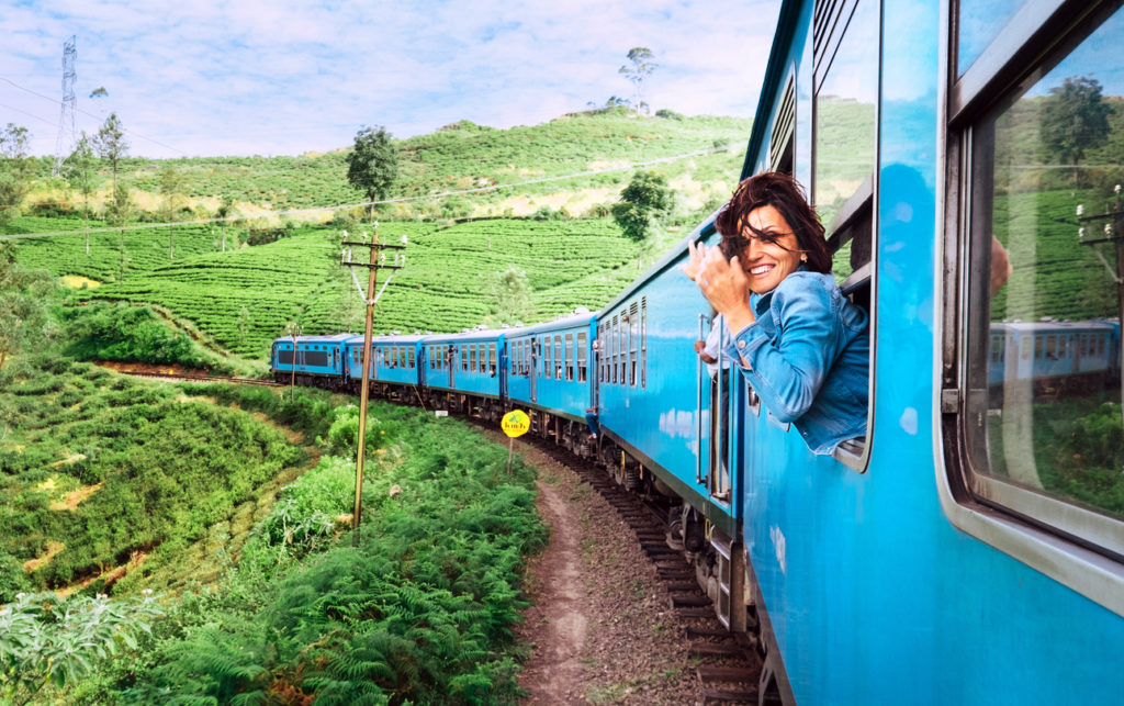 Enjoying the train in Sri Lanka