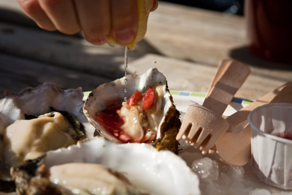 Oyster eating in Whitstable