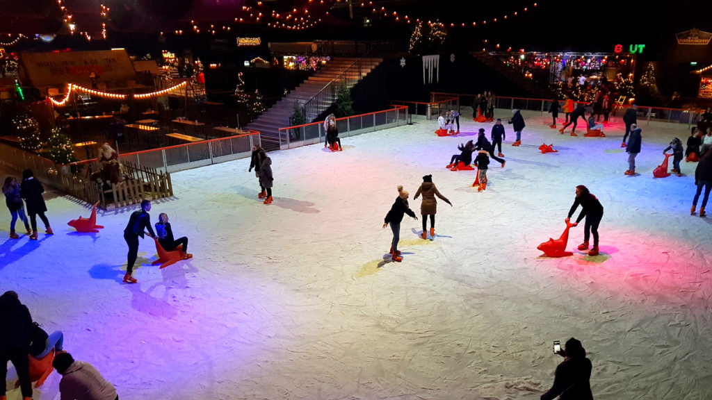 People ice skating during Christmas time, Amsterdam