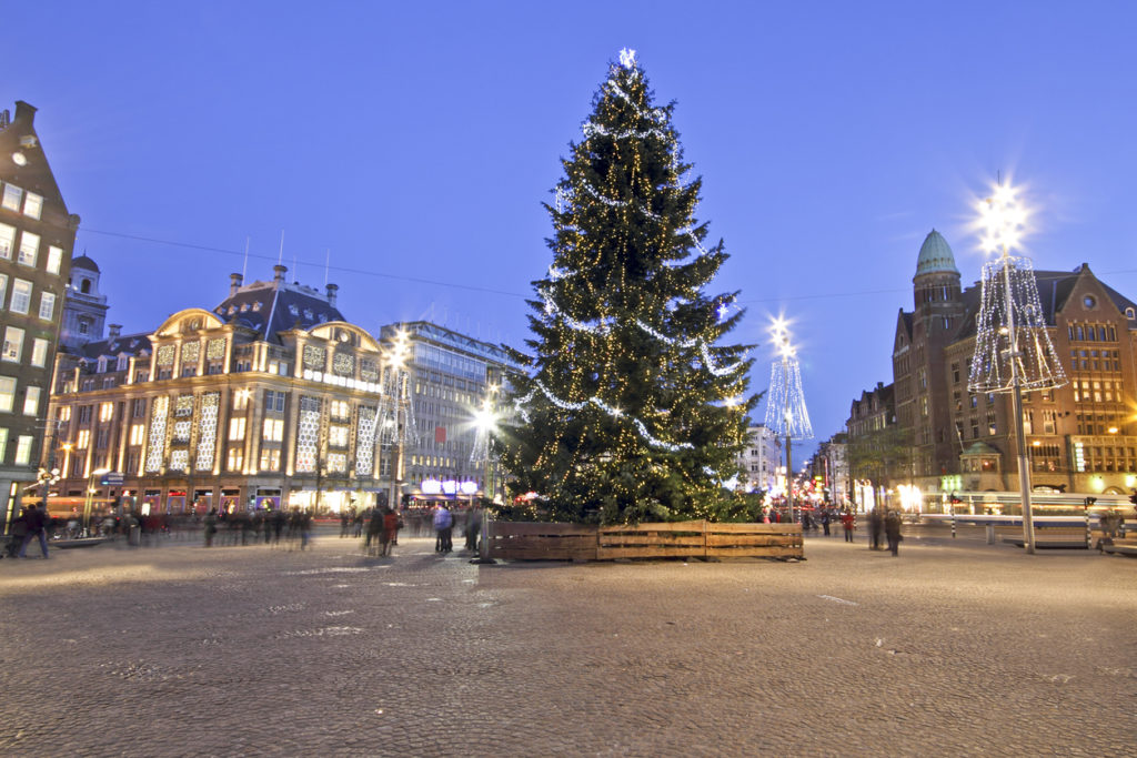 The damsquare at christmas in Amsterdam