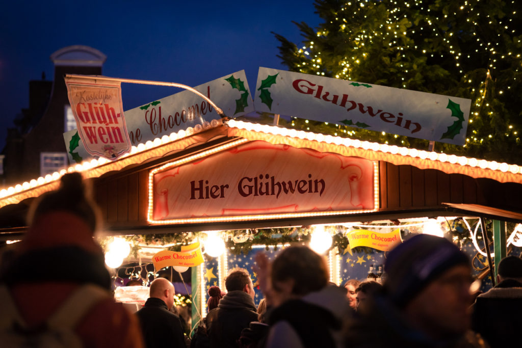 Traditional mulled wine (gluhwein) and hot chocolate (warme chocomel) drink