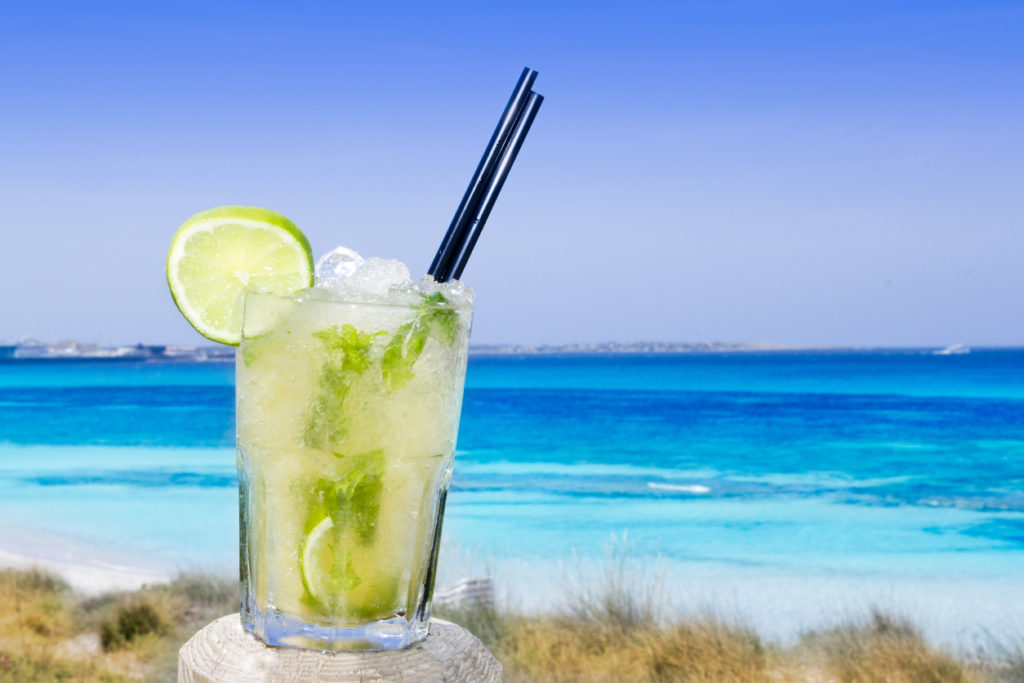Mojito on ice and lemon in Formentera