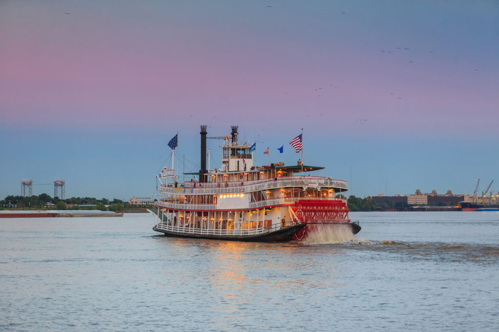 New Orleans paddle steamer in Mississippi river