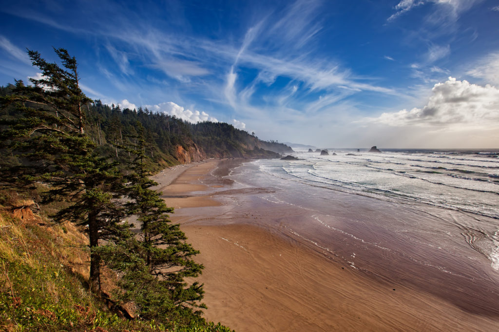 Surfing at Indian Beach in Oregon