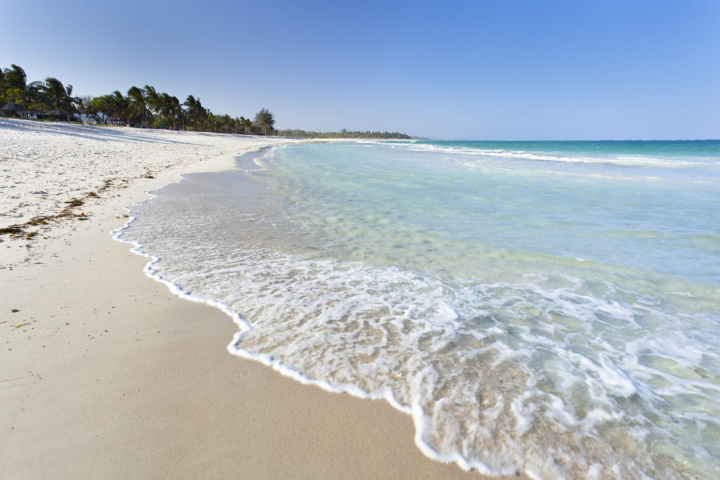 The beautiful Diani beach in Kenya