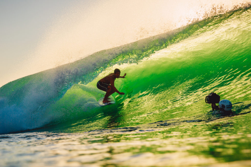 Surfer at Bingin Beach in a tube