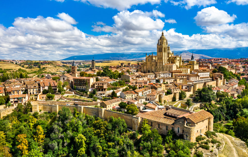 Aerial view of Segovia, Spain.