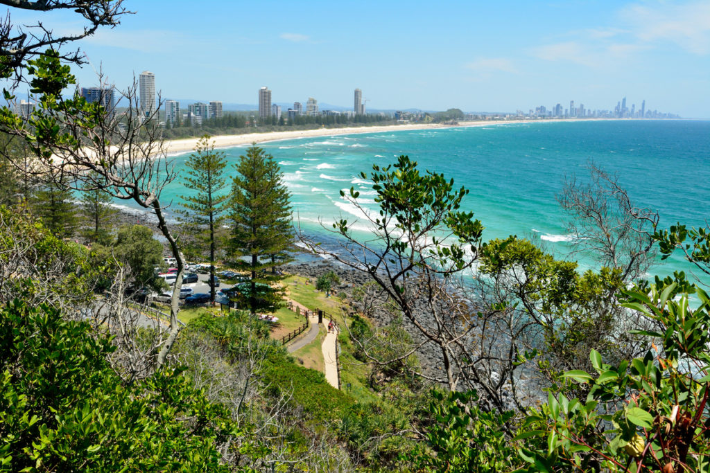 Burleigh Heads National Park view towards Surfers Paradise