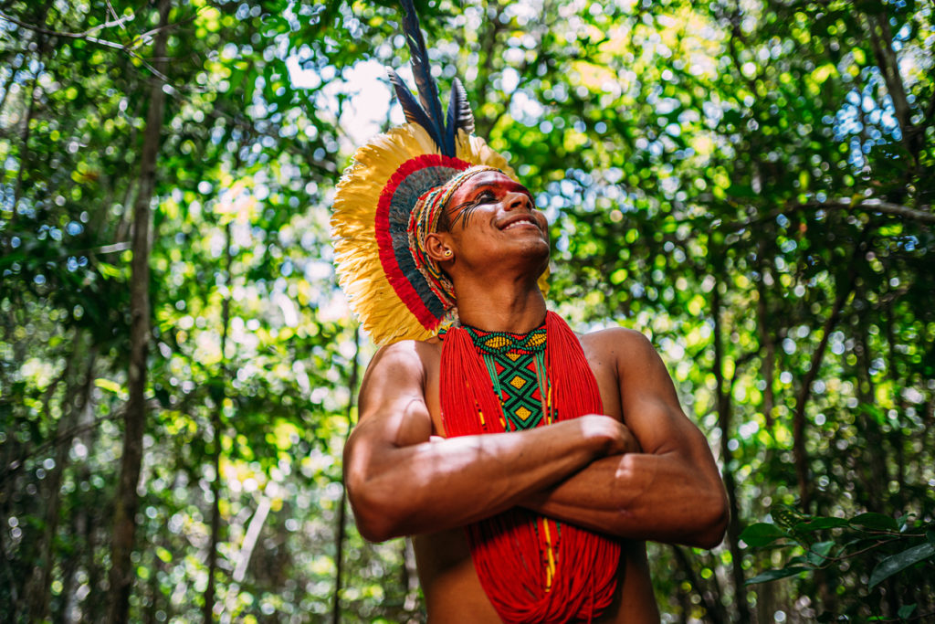 Man from the Pataxó tribe, indigenous people in Bahia, Brazil.
