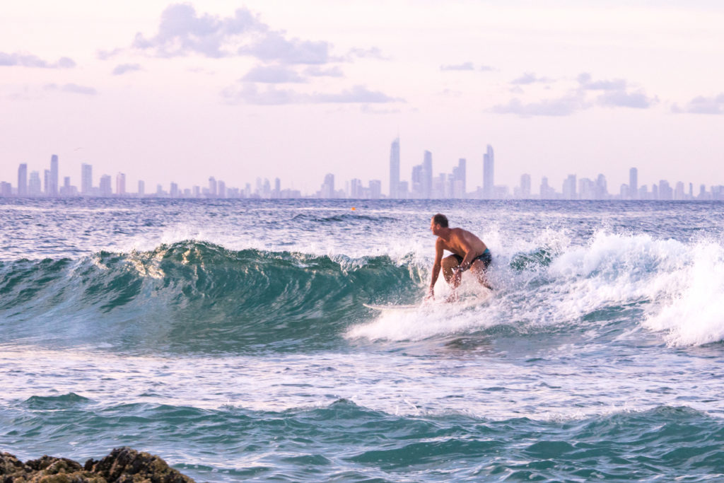 Man surfing on the Gold Coast Australia.