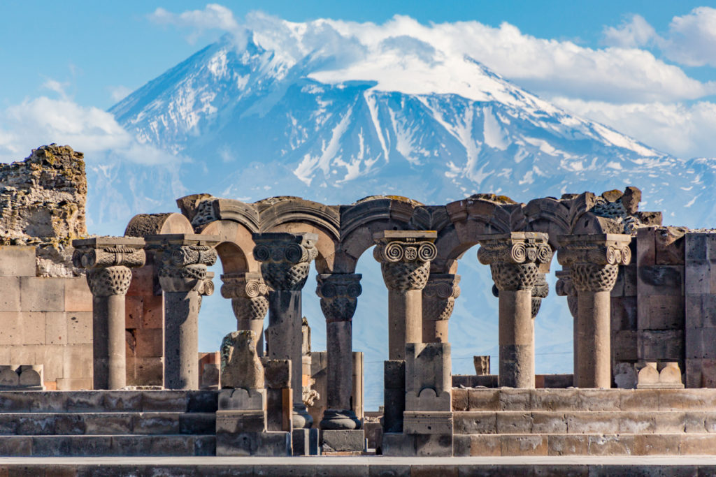 Ruins of Zvartnos temple in Yerevan, Armenia