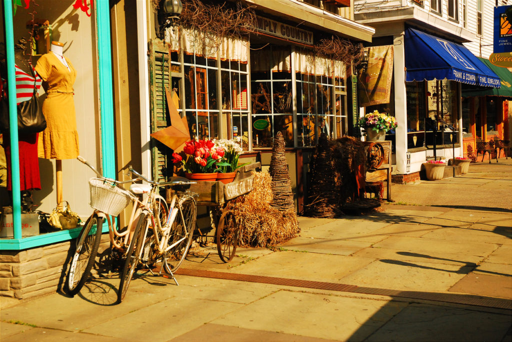 Boutique store fronts in Saugerties, New York.