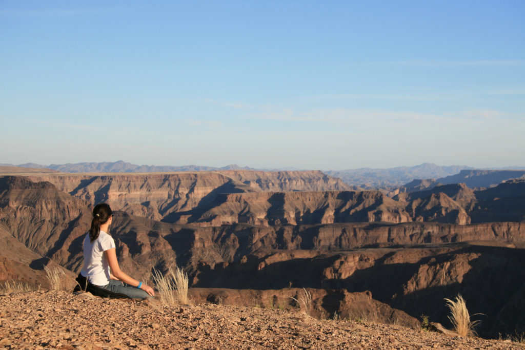 Female Hiker at Fish River Canyon, Namibia.