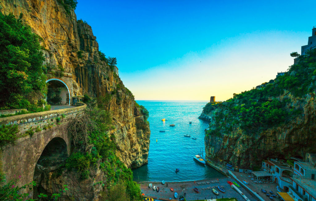 Furore beach bay in the Amalfi Coast.