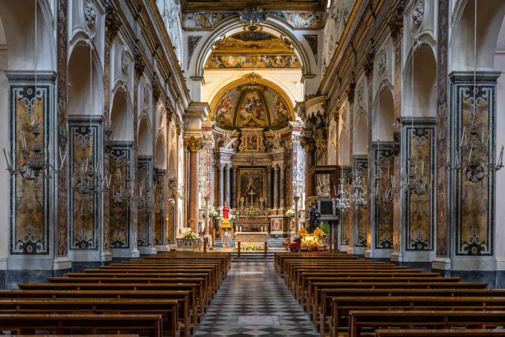 Interior of the Amalfi Cathedral ( Cattedrale di Sant'Andrea), Amalfi Coast Italy.