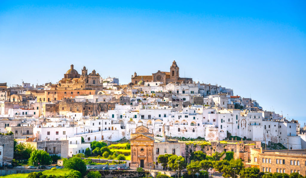 Ostuni town skyline in Brindisi, Apulia, Italy.