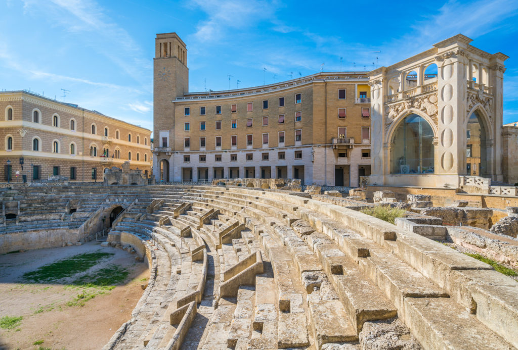 Roman Amphitheatre in Leece Puglia, Italy.