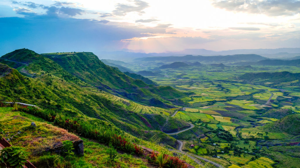 Semien mountains and the valley around Lalibela, Ethiopia.