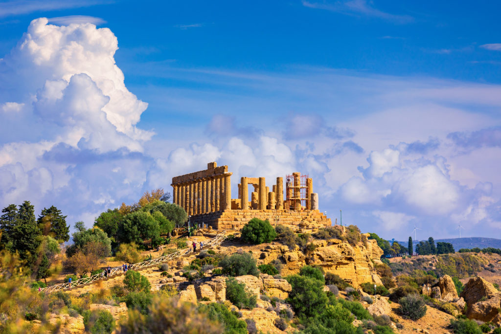 The Greek temple of Juno in the Valley of the Temples, Agrigento, Italy.