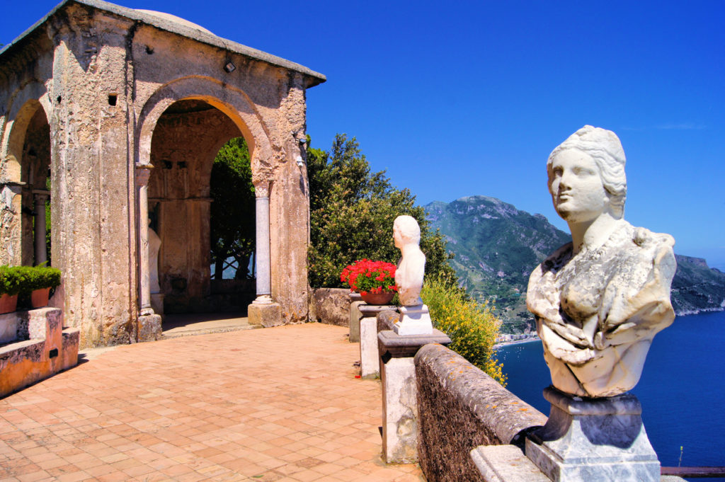 The terrance of infinity above Ravello, Amalfi coast Italy.