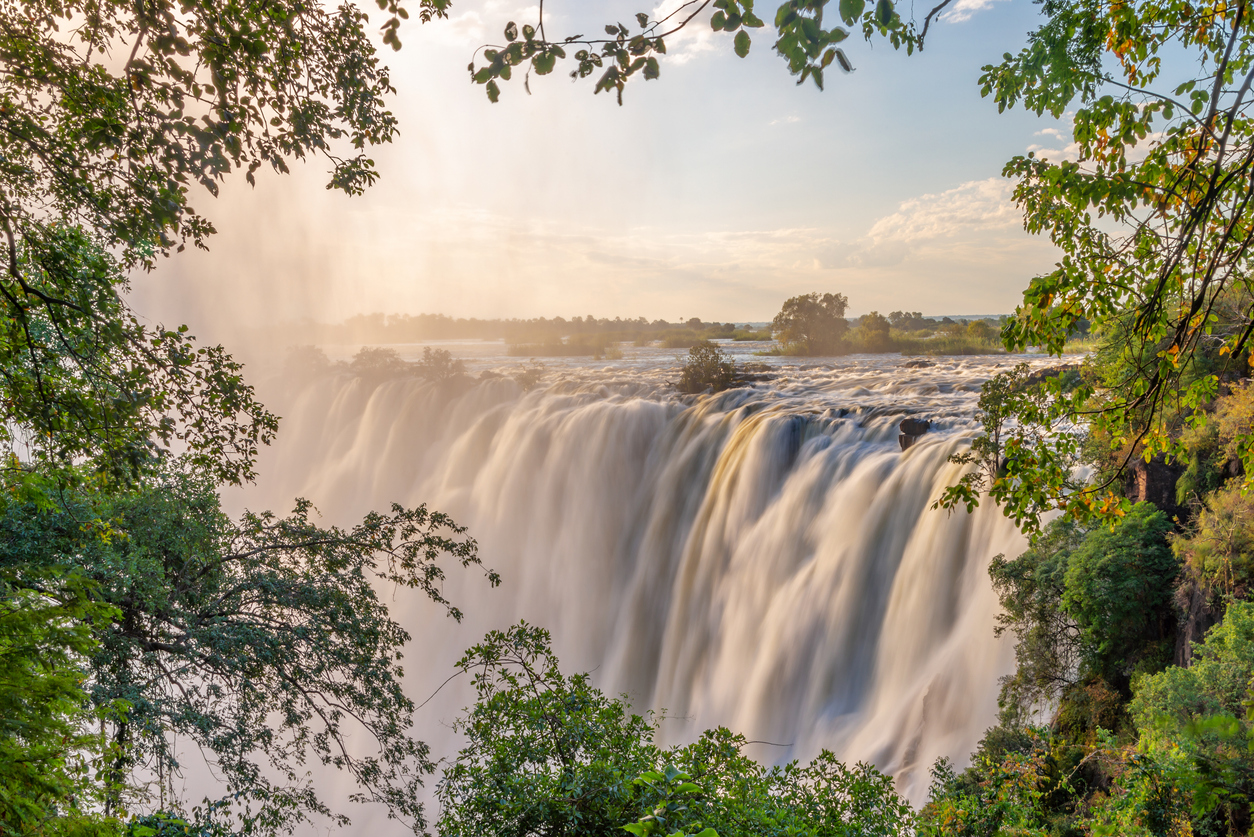 Victoria Falls on the Zambezi river.
