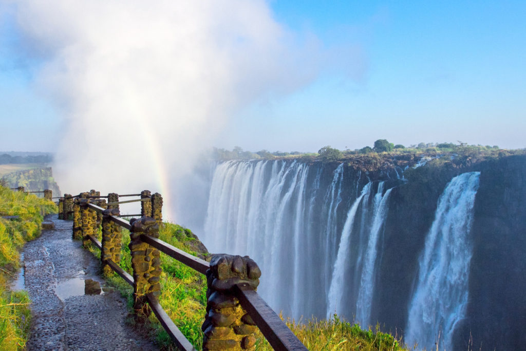 View of Victoria Falls on the Zambia side.