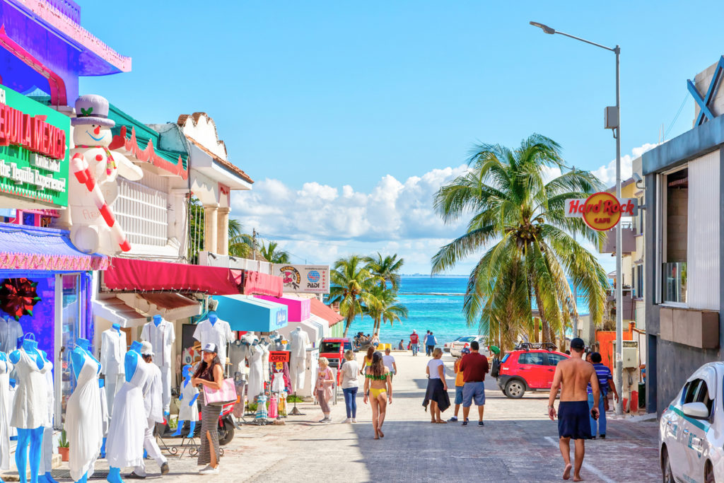 Famous Playa Del Carmen Beach Tourist District at Mayan Riviera