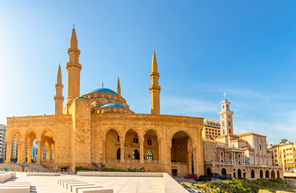 Mohammad Al-Amin Mosque and Saint Georges Maronite cathedral in the center of Beirut