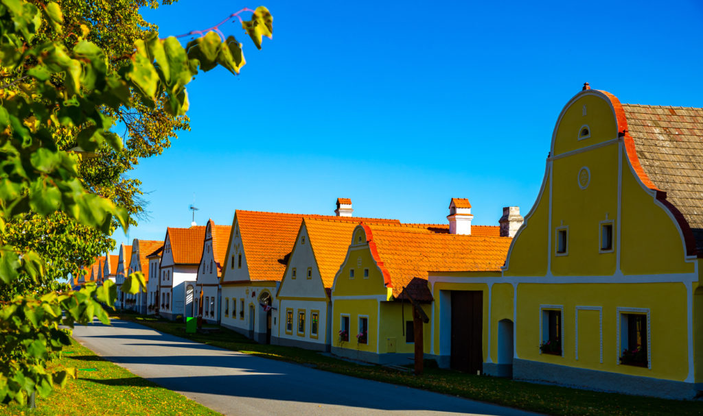 Traditional czech houses in the village of Holasovice