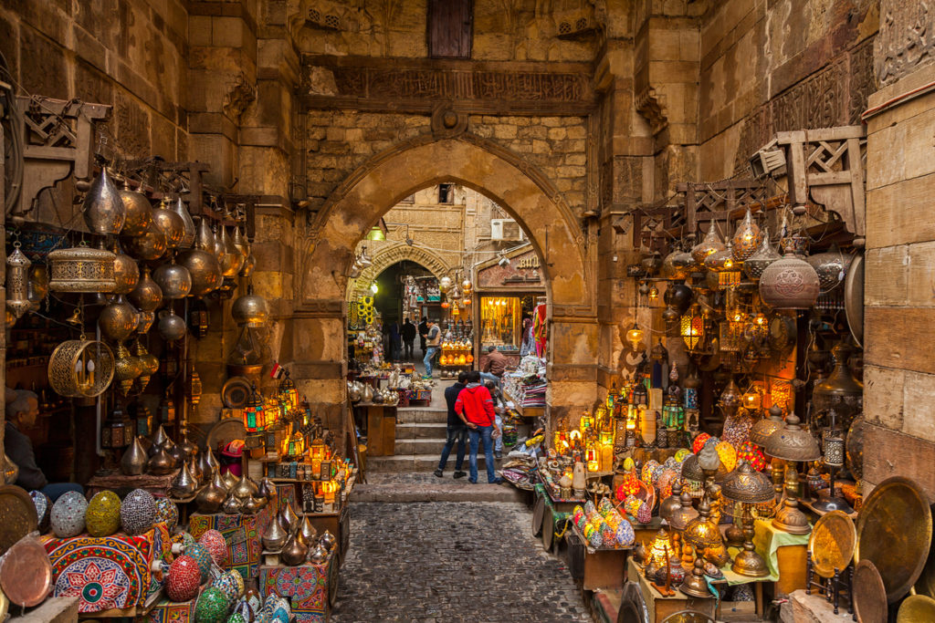 A latern shop in the Khan El Khalili market, Cairo.