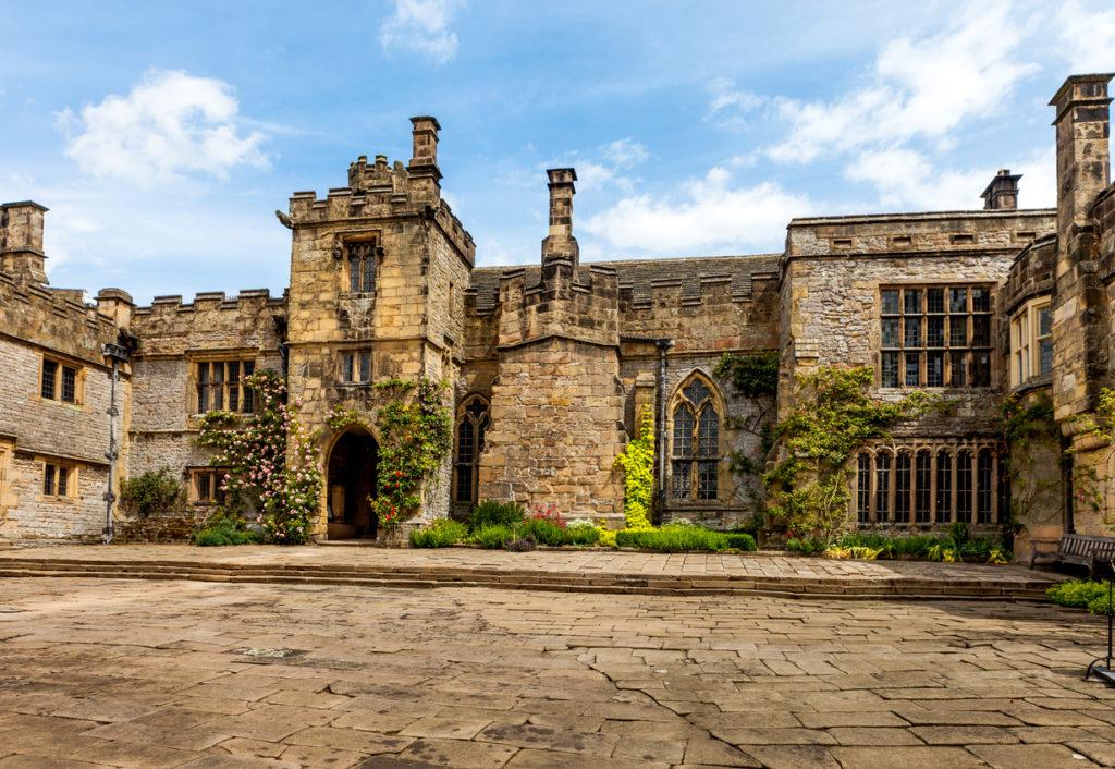 Haddon Hall, a medieval and Tudor hall in Derbyshire.