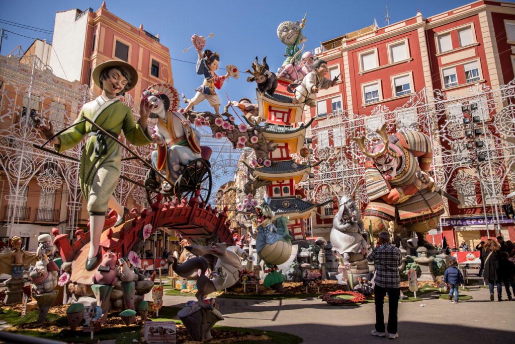 Las Fallas, papermache models in the traditional celebrate in praise of St Joseph, Valencia.