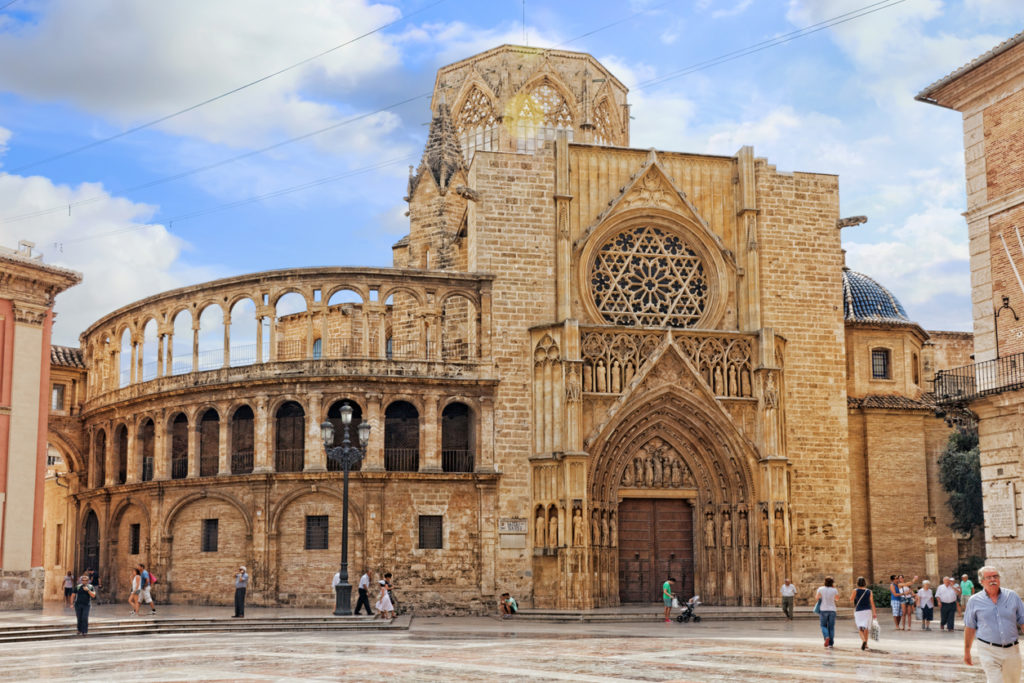 Square of Saint Mary's and Valencia Cathedral Temple in owld town.